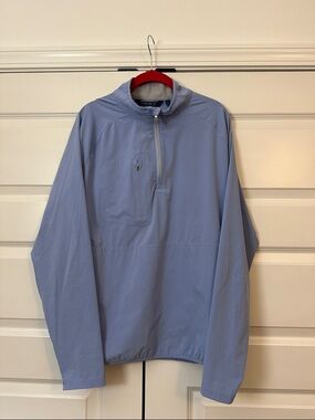 Peter Millar Light Blue Quarter-Zip Shirt Jacket with Chest Pocket